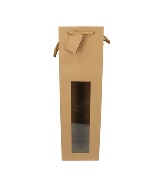 4A Sacs Cadeaux Vin | Couleur : Marron | Largeur 13 - 11 centimètres | Hauteur 43 centimètres | Par 10 sacs