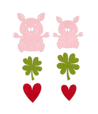 4A Decoratie Varken / Hart / Klaver | Kleur: Gemengde Kleuren | Lengte 2.5 - 6 centimeter | Per 24 stuks
