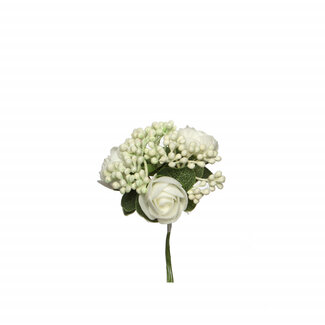 4A Corsage Décoration Florale | Couleur : Blanc Naturel | Par 12 corsages