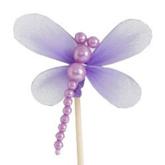 4A Libelle Stick Decoration | Colour: Lilac | Dragonfly diameter 8 centimetres | Stick length ± 50 centimetres | Per 25 sticks