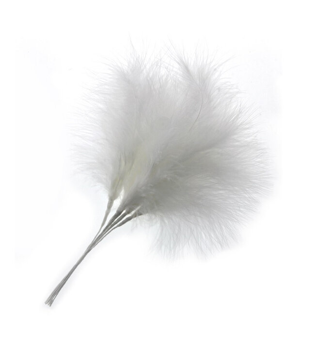Plumes blanches naturelles à piquer | Longueur 25 centimètres | Commandable par 6 pièces