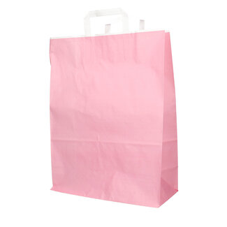 4A Paper Bags | Colour: Light Pink | Length 32 centimetres | Width 15 centimetres | Height 43 centimetres | Per 50 bags