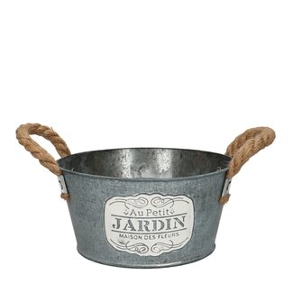 4A Zinken Bak Bloempot Plantenpot “Roy” | Kleur: Grijs | Diameter 18 centimeter | Hoogte 9 centimeter | Per 10 bakken