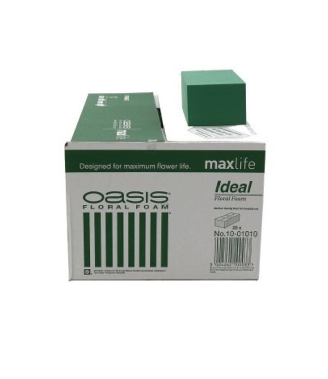 Bloc de mousse florale Oasis Vert Idéal | Largeur 23 centimètres | Longueur 11 centimètres | Hauteur 8 centimètres | Commande par 20 pièces