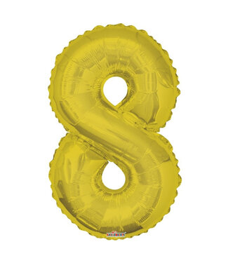 4A Fête ! Ballon Numéro 8 | Couleur : Doré | Hauteur 85 centimètres | Par ballon