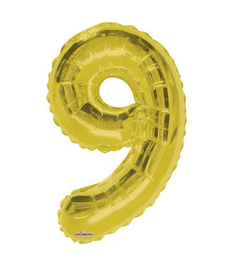 4A Fête ! Ballon Numéro 9 | Couleur : Doré | Hauteur 85 centimètres | Par ballon