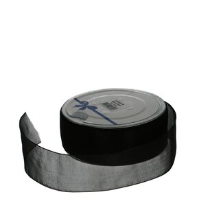 4A Schwarzes Organza-Band | Breite 25 Millimeter | Länge 50 Meter | Pro Stück