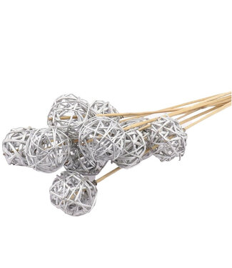 4A Brunchbal Bijsteker | Kleur: Zilverkleurig | Diameter 5 centimeter | Lengte bijsteker ± 50 centimeter | Per 10 bijstekers