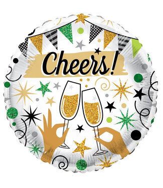 4A Fête ! Ballon Éco “Verres Cheers” | Couleur : Doré | Diamètre 45 centimètres | Par 10 ballons