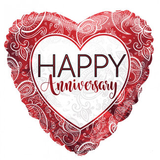 4A Party! Ballon Eco „Happy Anniversary“ | Farbe: Rot | Durchmesser 45 Zentimeter | Pro 10 Ballons