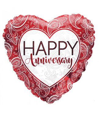 4A Party! Ballon Eco „Happy Anniversary“ | Farbe: Rot | Durchmesser 45 Zentimeter | Pro 10 Ballons