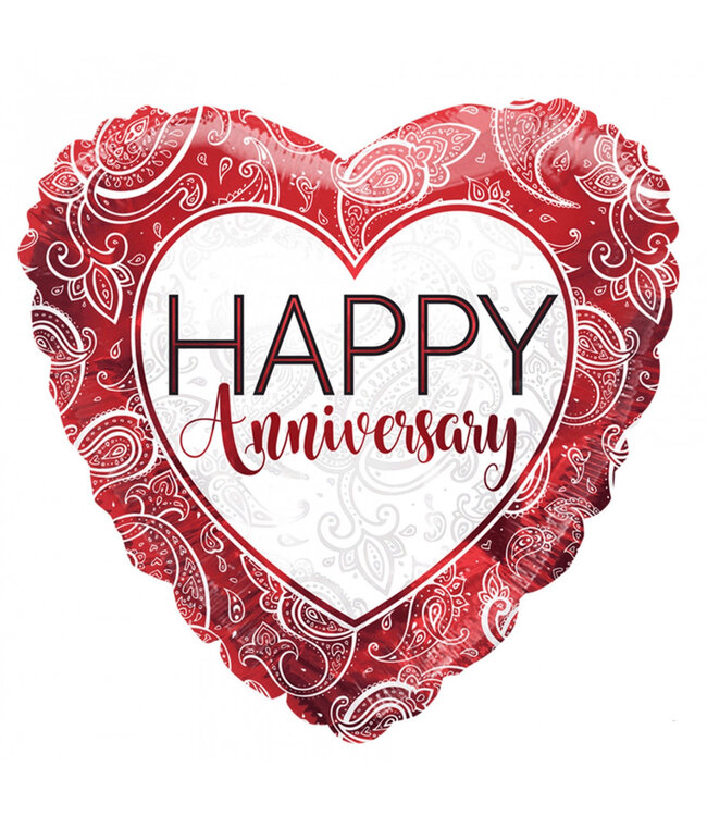 Party! Balloon Eco “Happy Anniversary” | Colour: Red | Diameter 45 centimetres | Per 10 balloons