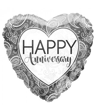4A Party! Balloon Eco “Happy Anniversary” | Colour: Silver | Diameter 45 centimetres | Per 10 balloons