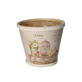 4A Pot de fleurs en bois Cage à oiseaux | Couleur : Taupe | Diamètre 17 centimètres | Hauteur 15 centimètres | Par 10 pots de fleurs