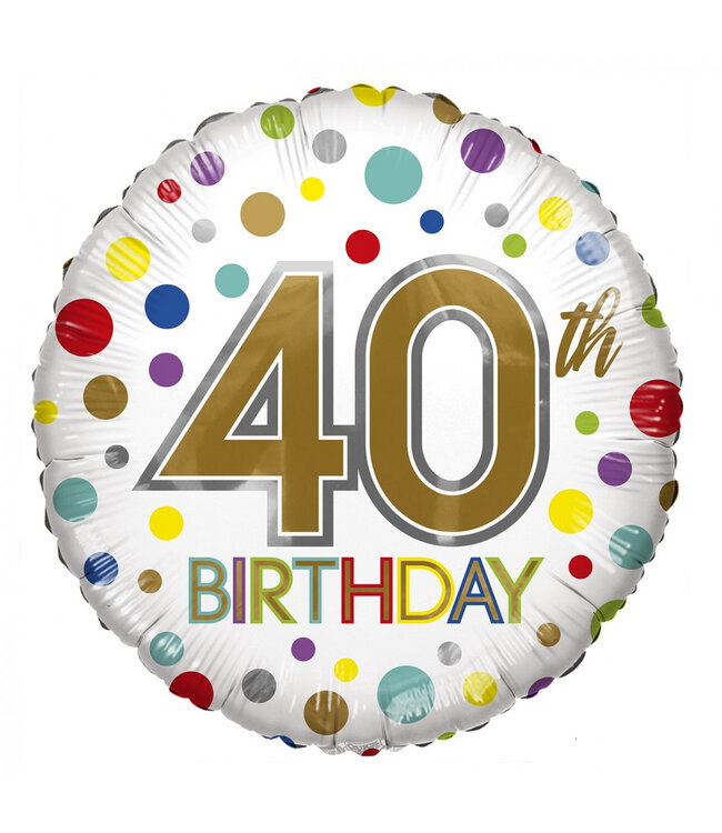 Fête ! Ballon Éco "40e Anniversaire" | Couleur : Couleurs Mixtes | Diamètre 45 centimètres | Par 10 ballons