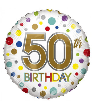 4A Fête ! Ballon Éco "50e Anniversaire" | Couleur : Couleurs Mixtes | Diamètre 45 centimètres | Par 10 ballons