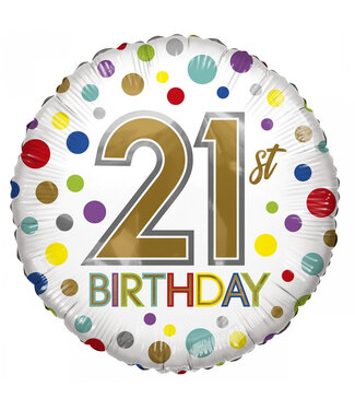 4A Fête ! Ballon Éco "21e Anniversaire" | Couleur : Couleurs Mixtes | Diamètre 45 centimètres | Par 10 ballons