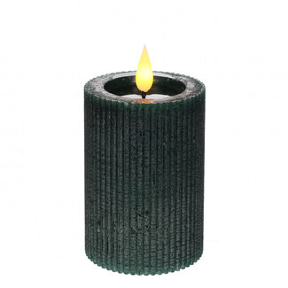 4A Bougie Cylindrique Cannelée LED | Couleur : Vert Foncé | Diamètre 7 centimètres | Hauteur 10 centimètres | Piles AAA non incluses | Par 6 bougies