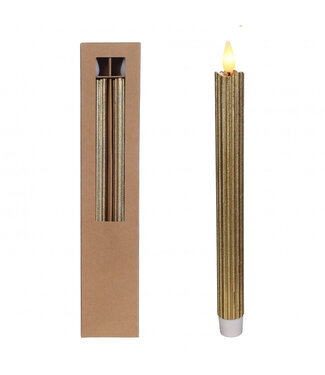 4A Bougie Crayon LED | Couleur : Doré | Diamètre 2,1 centimètres | Hauteur 25 centimètres | Piles non incluses | Par 2 bougies