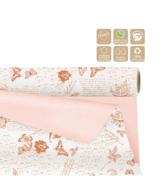 Double-Sided Matte Foil on Roll "Romance" | Colour: Terracotta | Width 80 centimetres | Length 40 metres | Per roll