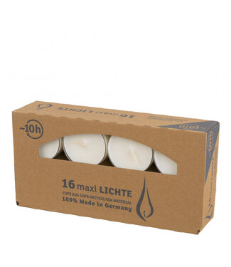 4A Maxi Tealight | Colour: Natural White | Burn Time 10 Hours | 16 Tealights per Set | Available to Order per Set