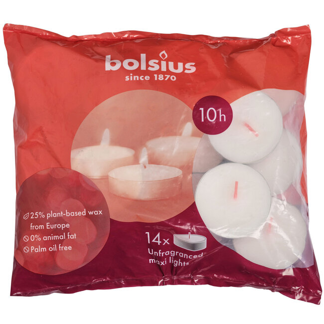 Maxi Tealight | Colour: Natural White | Burn Time 10 Hours | Per 14 Tealights