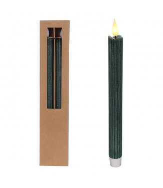 4A Bougie Crayon LED | Couleur : Vert Foncé | Diamètre 2,1 centimètres | Hauteur 25 centimètres | Piles non incluses | Par 2 bougies