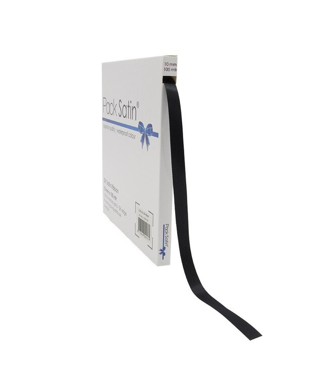 Ruban Satin Noir | Largeur 10 millimètres | Longueur 100 mètres | À l'unité