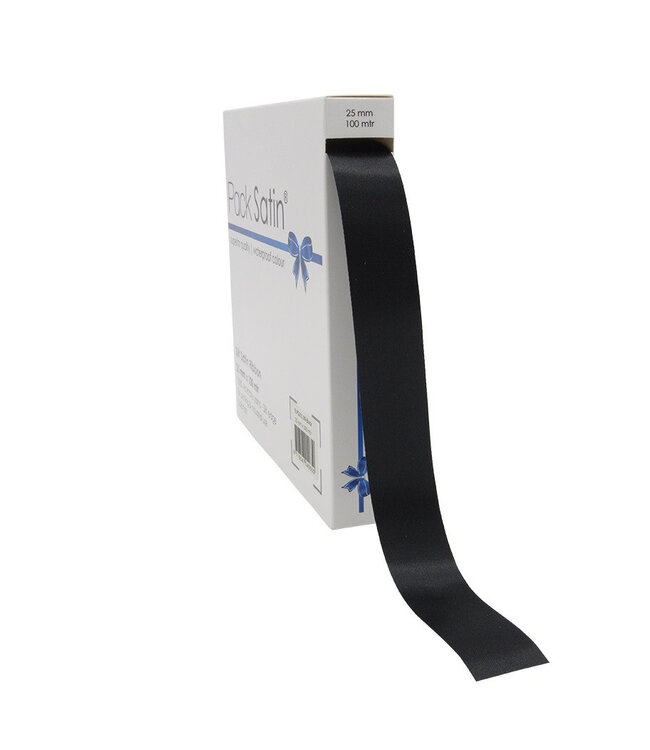 Schwarzes Satinband | Breite 25 Millimeter | Länge 100 Meter | Pro Stück bestellbar
