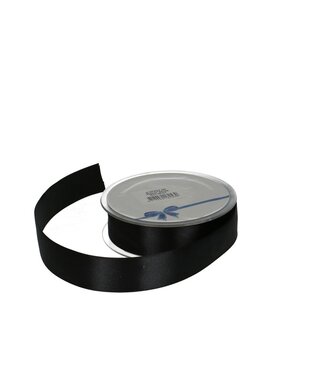 4A Ruban Satin Noir | Largeur 25 millimètres | Longueur 25 mètres | Par pièce