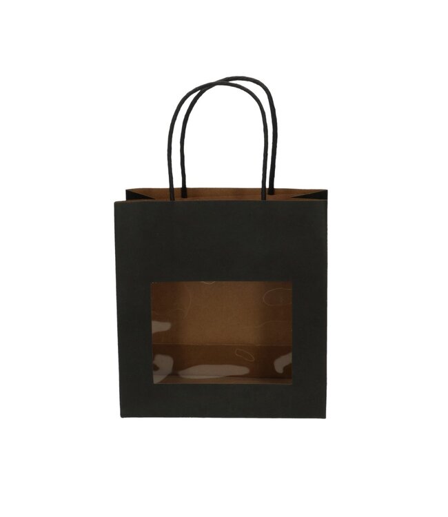 Geschenktassen mit Fenster | Farbe: Schwarz | Länge 8 Zentimeter | Breite 18 Zentimeter | Höhe 19 Zentimeter | Pro 12 Taschen