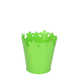 4A Zinken Emmertje Bloempot Plantenpot “Micha” | Kleur: Groen | Diameter 9.5 centimeter | Hoogte 8.5 centimeter | Per 16 emmertjes