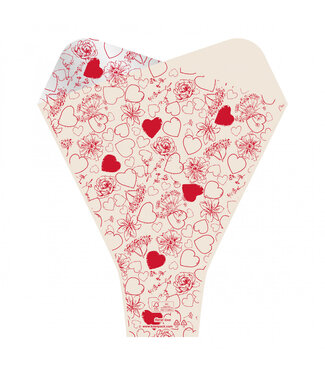 4A Flower sleeve “Doublé Love” | Colour: Red | Length 50 centimetres | Width 44 centimetres | Height 12 centimetres | Per 50 sleeves