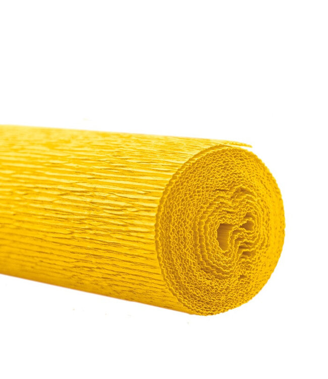 Papier en rouleau Papier crépon | Couleur : Jaune | Largeur 50 centimètres | Longueur 2,5 mètres | Par 5 rouleaux