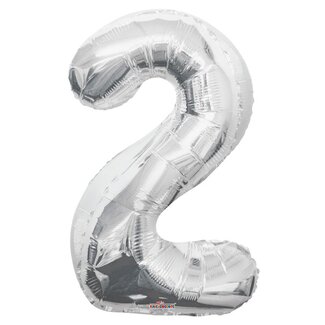4A Party! Ballon Nummer 2 | Kleur: Zilverkleurig | Hoogte 85 centimeter | Per ballon