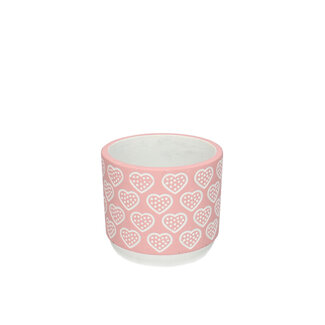 4A Keramiek Bloempot Plantenpot Hart “Adore” | Kleur: Roze | Diameter 12.5 centimeter | Hoogte 10.5 centimeter | Per 6 bloempotten