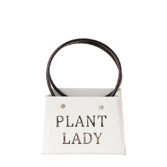 4A Zinken Bloempot Plantenbak tasvorm “Plant Lady” | Kleur: Naturelle Wit | Hoogte 16.5 centimeter | Lengte 18 centimeter | Breedte 15 centimeter | Per 6 bloembakken