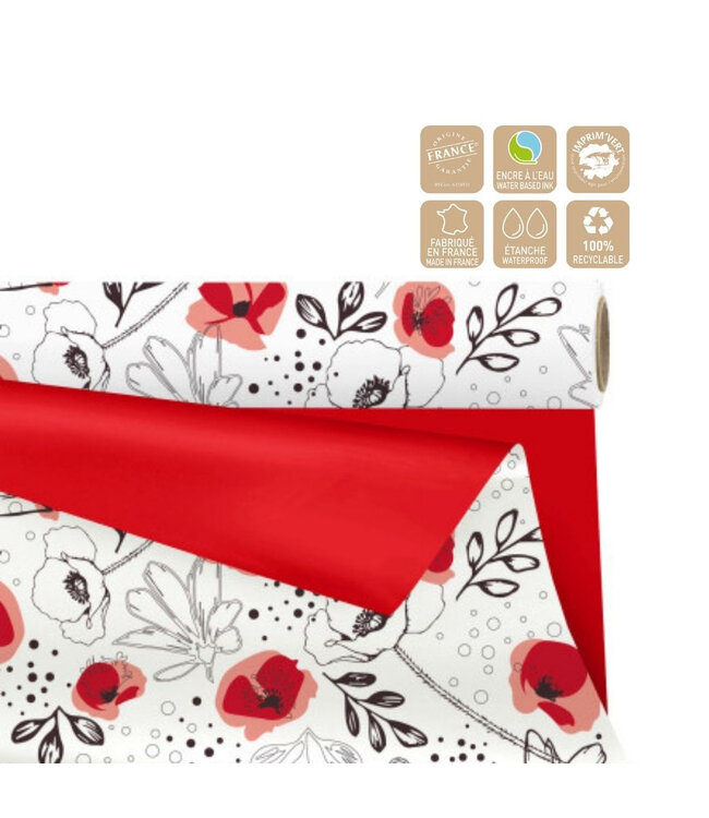 Double-Sided Matte Foil on Roll “Lilou” | Colour: Red | Width 80 centimetres | Length 25 metres | Per roll