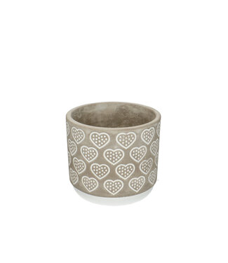 4A Ceramic Flower Pot Plant Pot Heart "Adore" | Colour: Grey | Diameter 14 centimetres | Height 12.5 centimetres | Per 6 flower pots