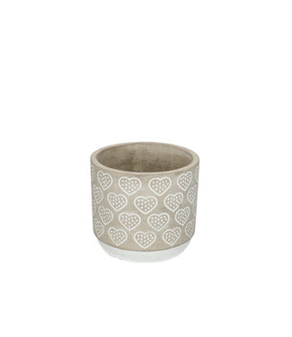 4A Ceramic Flowerpot Plant Pot Heart "Adore" | Colour: Grey | Diameter 12.5 centimetres | Height 10.5 centimetres | Per 6 flowerpots