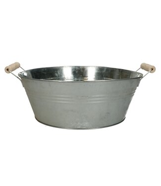 4A Zinc Container Flower Pot Plant Pot with Handles | Colour: Silver | Diameter 29 centimetres | Height 11 centimetres | Set of 5 pots