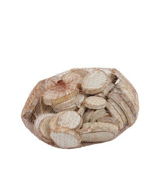 4A Dried Birch Wood Slices | Colour: Natural White | Dried Decoration | Diameter 3 - 6 centimetres | Per 250 grams
