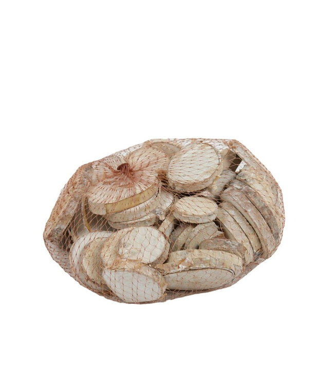 Dried Birch Wood Slices | Colour: Natural White | Dried Decoration | Diameter 3 - 6 centimetres | Per 250 grams