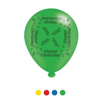 4A Party! Latexballon „Geburtstag“ | Farbe: Gemischte Farben | Durchmesser 25 Zentimeter | Pro 48 Ballons