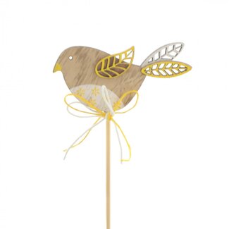 4A Oiseau Bijsteker “Kiki” | Couleur : Jaune | Diamètre de l'oiseau 8 centimètres | Longueur du tuteur ± 50 centimètres | Par 25 tuteurs