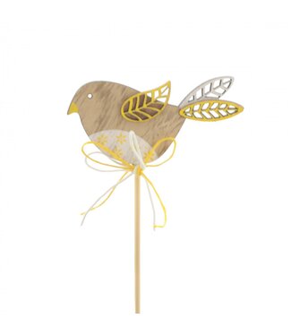 4A Vogelstecker „Kiki“ | Farbe: Gelb | Vogeldurchmesser 8 Zentimeter | Stecker-Länge ± 50 Zentimeter | Pro 25 Stecker
