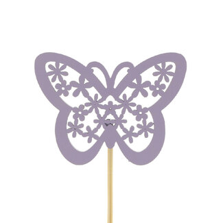 4A Papillon Décoratif “Stacey” | Couleur : Lilas | Diamètre du papillon 4,5 centimètres | Longueur du bâtonnet ± 10 centimètres | Par 25 bâtonnets