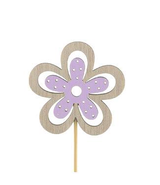 4A Blumenstecker „Yuki“ | Farbe: Lila | Blütendurchmesser 6 Zentimeter | Stecker-Länge ± 10 Zentimeter | Pro 25 Stecker