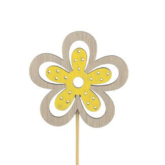 4A Fleur à piquer "Yuki" | Couleur : Jaune | Diamètre de la fleur 6 centimètres | Longueur de la tige ± 10 centimètres | Par 25 tiges