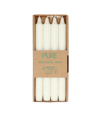 4A Eco-Friendly Taper Candle (eco) | Colour: Natural White | Diameter 2.3 centimetres | Length 25 centimetres | Per 4 candles